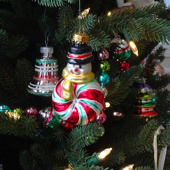 Set of 2 Classic Christmas Snowman Glass Glitter Retro Xmas Holiday Ornaments - Picture 3 of 11